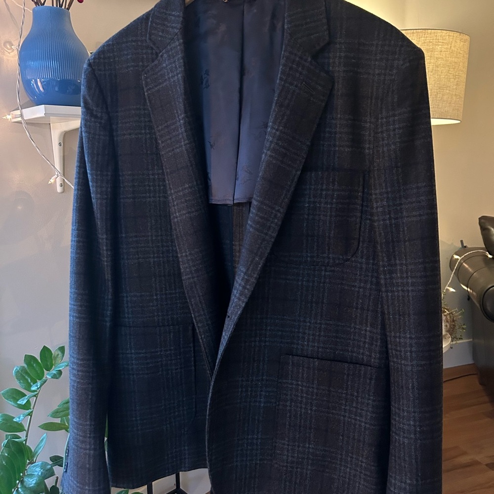 Billy Reid Virgin Wool Plaid Two Buttons Jacket Blazer Made in Italy - Picture 4 of 8